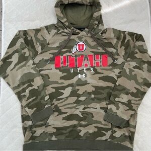 Under Armour Green Camouflage Utah Utes Hoodie kangaroo pocket Size 2XL
